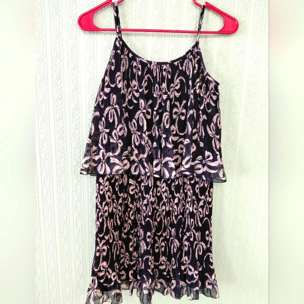 Chic Black and Tan Mini Dress Ribbon Bow Cute Flowy Spring Summer Dressy Casual